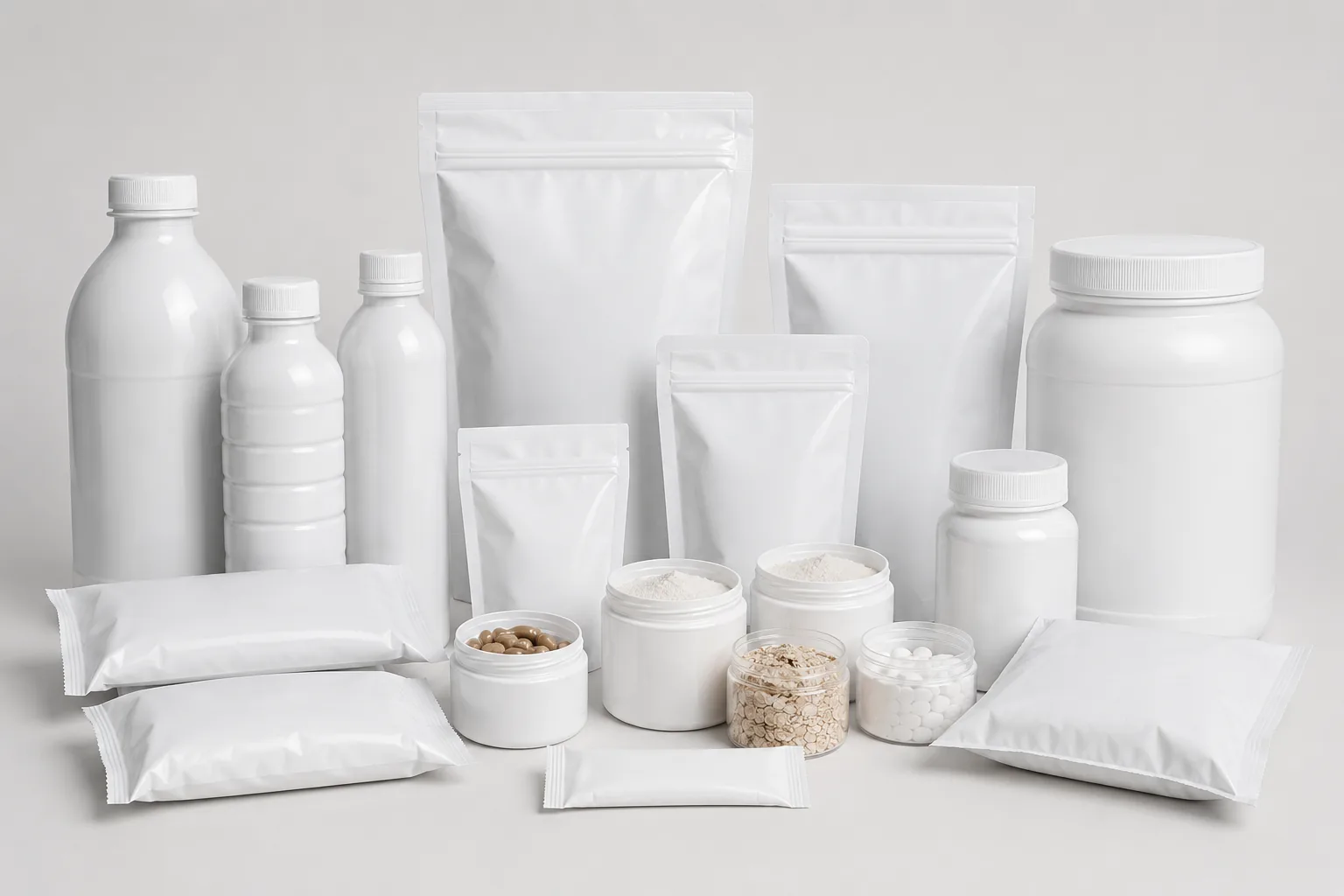 Plain white packaging before LeRoy branding