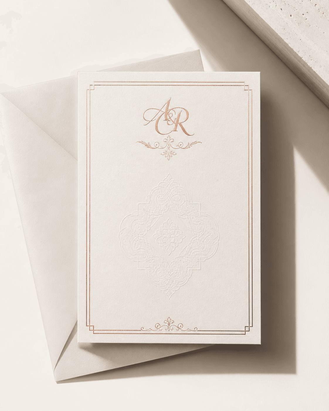 Hot foil stamped invitation card on duplex board