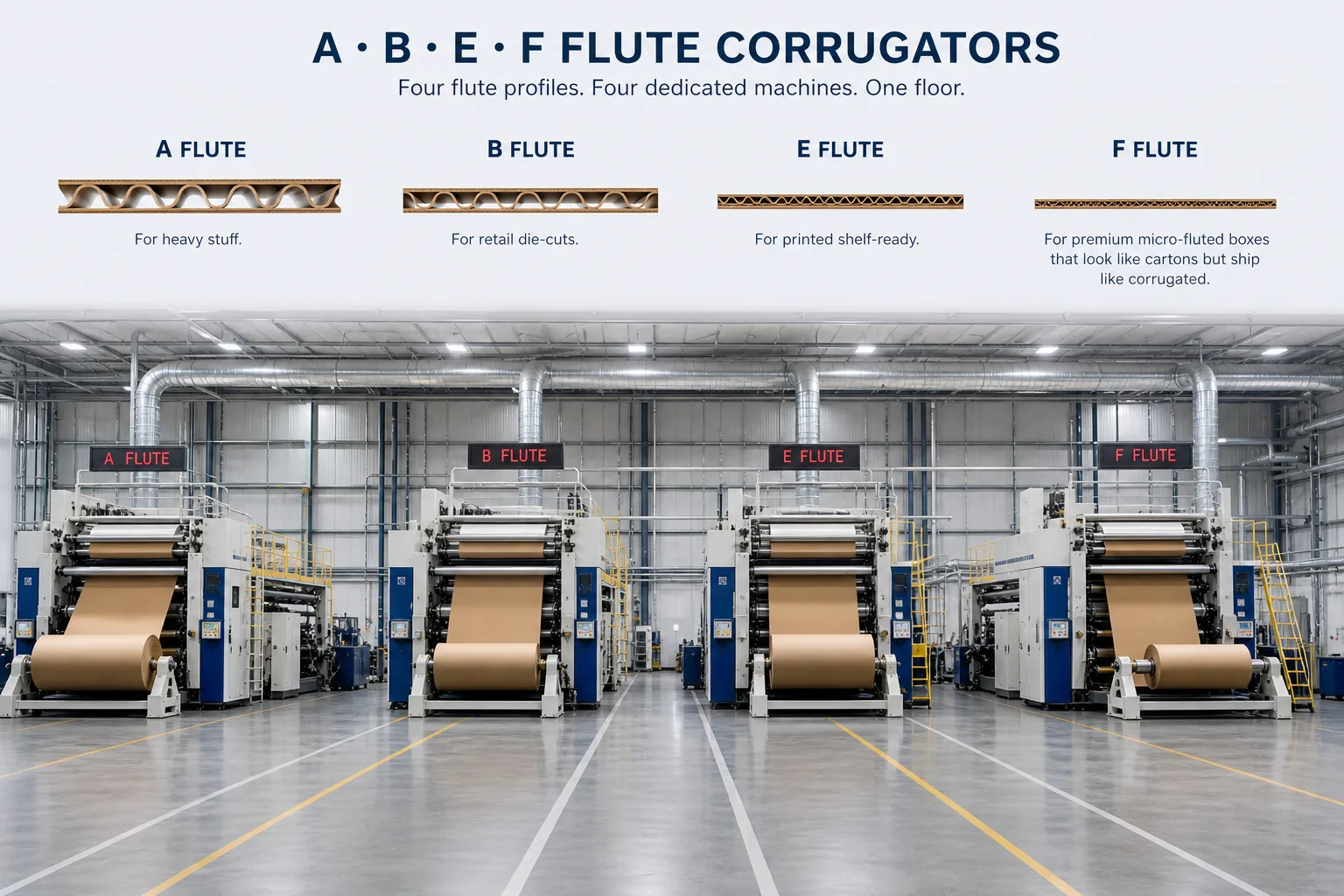 A · B · E · F flute corrugators