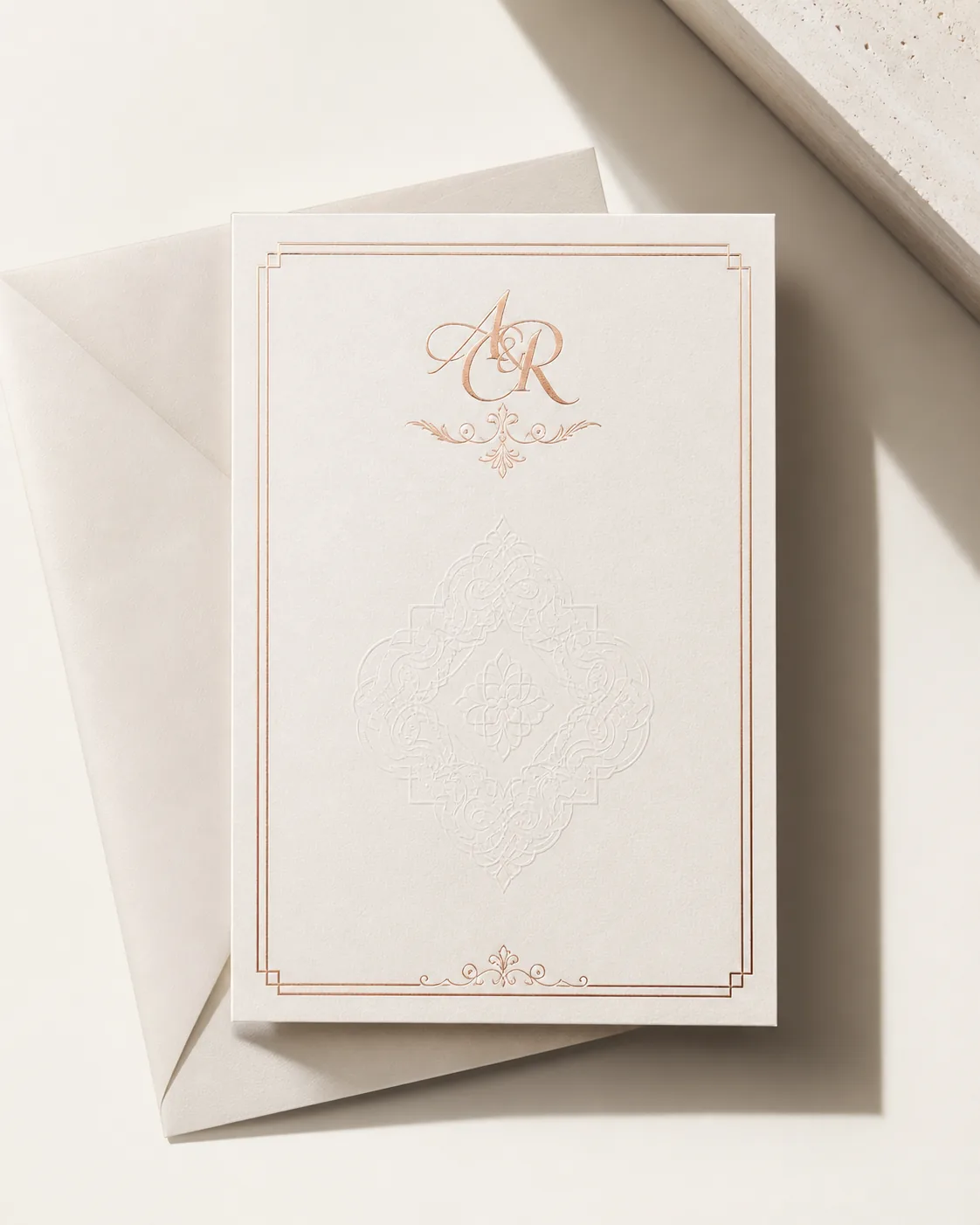 Hot foil stamped invitation card on duplex board